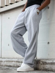 Manfinity Hypemode Men's Solid Color Pocket Drawstring Waist Casual Sweatpants