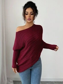 Elenzga Áo len dài tay thu/đông nữ, hòa nhạc lễ hội ngày lễ, phong cách đường phố Stockholm cổ điển, trang phục công sở giáo viên, trang phục thanh lịch cho buổi hẹn hò - Màu Đỏ Sâu - Xem 3