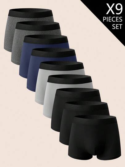 Manfinity Underwear&Sleepwear Basics 9 sztuk/zestaw męskich bokserek z elastyczną talią, wygodnych i wygodnych w dużych rozmiarach
