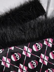 Sunspun Conjunto de gorro de punto suave con estampado vintage oscuro y chaqueta de manga larga para Halloween - Negro - Ver 3