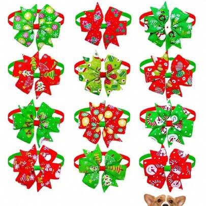 PETSIN 1 Piece Christmas Pompom Collar, Thread Woven Ribbon Material, Cat And Dog Decoration, Cat Collar, Dog Bow Tie, Pet Supplies