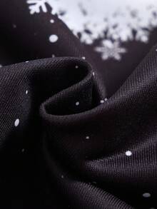 3pcs Young Boy Snowflake Print Crew Neck Sweatshirt,Autumn,Family Matching Mommy And Me Christmas,Thermal Lined Thick Fabric Comfortable For Winter - Black and White - View 4