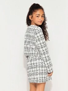 Radiana Conjunto de chaqueta de manga larga y minifalda ajustado de estilo urbano elegante para niñas preadolescentes, NOVA Shop