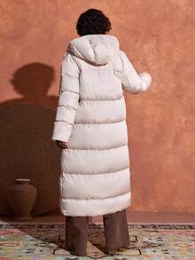 EURMUSE Puffer Jacket With High Collar And Front Zipper, Warm And Puffy Winter Outerwear, Waterproof Fabric - Beige - View 2