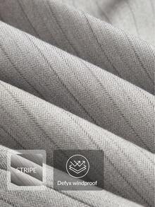 Anewsta 女式秋冬灰色条纹现代长款双排扣翻领风衣 - 灰色 - 查看 2