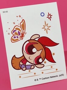 THE POWERPUFF GIRLS X SHEIN FanGlow Blossom 1pc Colorful Cartoon Tattoo Sticker Suitable For Shoulder, Neck, Clavicle, Arm, Body Art, Temporary Waterproof Simulation Tattoo Sticker - Multicolor - View 7