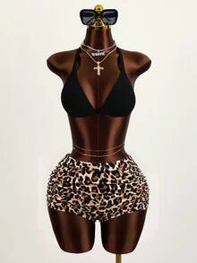 Zestiva 2025年新款女士夏季休闲运动聚会豹纹高腰收腹泳衣下装 - 彩色 - 查看 1