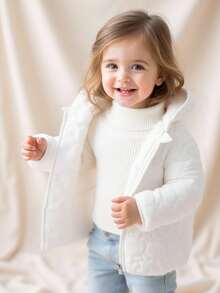 SHEIN Vintaside Kids Baby Girl Autumn&Winter Coat Casual Style Thicker And Warmer Jacket Baby Winter Jacket Newborn Warm Clothes Fall