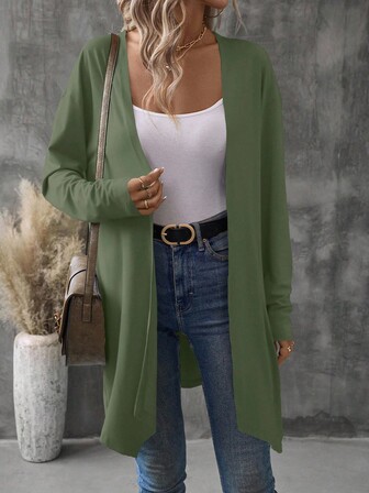 EMERY ROSE Women's Lapel Mid-Length Jacket With Asymmetrical Hem, Commuter Style