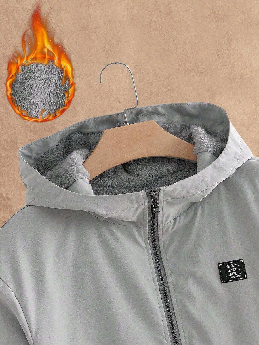 HIMLAND Men's Casual Loose Fit Drop Shoulder Stand Collar Hoodie Jacket, Fall Winter