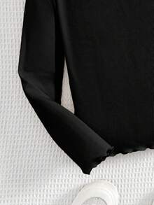 SHEIN 3 件套青少年女孩休闲百搭修身立领长袖心形印花 T 恤，秋冬 - 彩色 - 查看 3