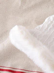 SHEIN Elladie kids 年轻女孩毛茸茸无袖披肩夹克，时尚优雅斗篷，冬季短款百搭外套 - 白色 - 查看 4