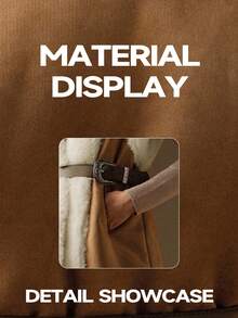 女士秋冬棕色无袖复古别致仿皮草背心，配双扣腰带，优雅正式派对外套 - 棕色 - 查看 4