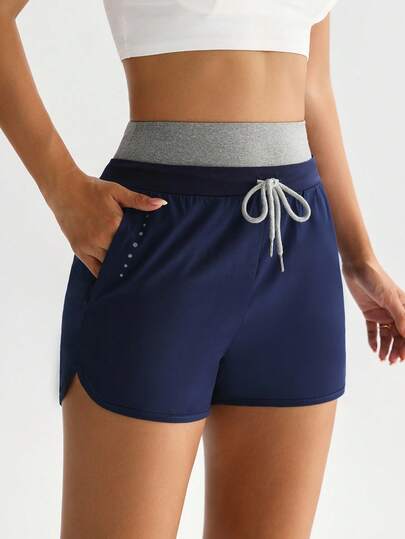 Dewbera 女士百搭运动瑜伽短裤，百搭撞色