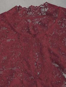 Fairmaia German Traditional Elegant Women's Stand Collar Sheer Lace Blouse