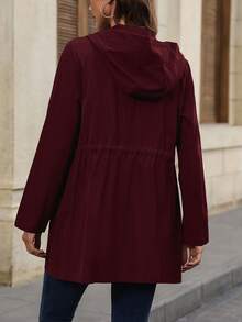 EMERY ROSE Women's Solid Color Minimalist Casual Long Sleeve Regular Jacket - Rose Red - View 2