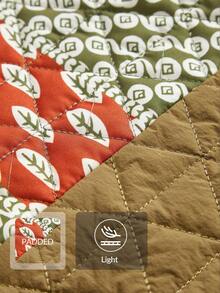 Anewsta 女士秋冬时尚印花拼布夹棉军绿色长袖夹棉大衣 - 軍綠色 - 查看 2