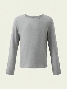 Set de 2 piezas de camiseta de manga larga y camiseta de tirantes de unicolor, suave y cómoda como capa base para niñas - Gris - Ver 3