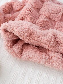 Cozy Pixies 少女羊毛纹理毛绒厚圆领长袖套头连帽衫，秋冬季百搭舒适