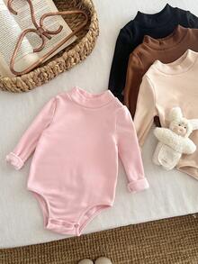 LMoss Kids 4件套女婴纯色针织休闲连体衣套装，秋冬季 - 彩色 - 查看 6