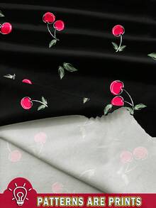 SHEIN EZwear 休闲简约樱桃图案紧身女式背心，适合夏季 - 彩色 - 查看 3