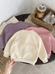 LMoss Kids 3件套女婴针织纯色圆领休闲运动衫套装