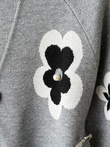 SHEIN 女童提花针织长袖毛衣，时尚简约，秋冬 - 淺灰色 - 查看 4