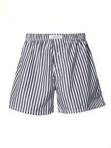 Manfinity Underwear&Sleepwear Basics 2pcs Plus Size Men's Classic Grey Striped Loose Fit Airy Pants, Comfortable - Multicolor - View 4