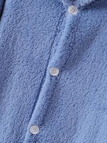 1 pezzo Accappatoio lungo con cappuccio a maniche lunghe, stile minimalista, colore blu chiaro, adatto per coppie, realizzato in tessuto morbido e confortevole, design minimalista per abbinamenti facili, tessuto a maglia elasticizzato, lavabile in lavatrice, vestibilità comoda e facile da curare (venduto singolarmente), autunno