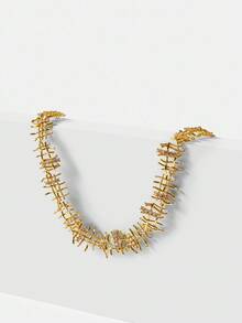 MOTF PREMIUM WOVEN TEXTURE, LINEAR DESIGN, SPARKLING RHINESTONE NECKLACE