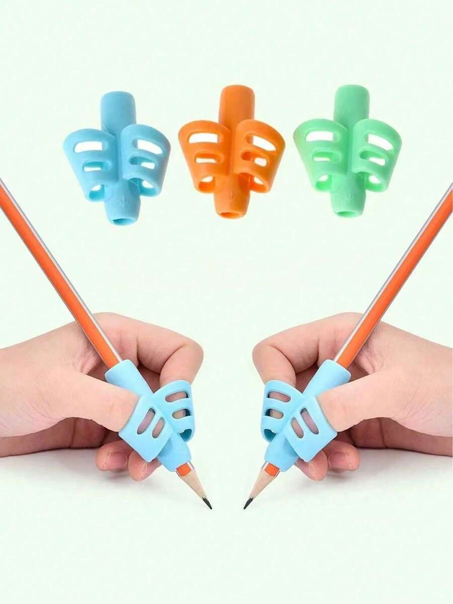 3 件/1 件笔筒矫正笔盒人体工学书写姿势矫正器软橡胶握把文具收纳盒学校用品返校 - 彩色 - 查看 1
