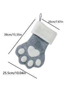 PETSIN 1 szt. świątecznych skarpetek w nowym stylu, w kolorze czerwonym i szarym, ze zwierzakiem