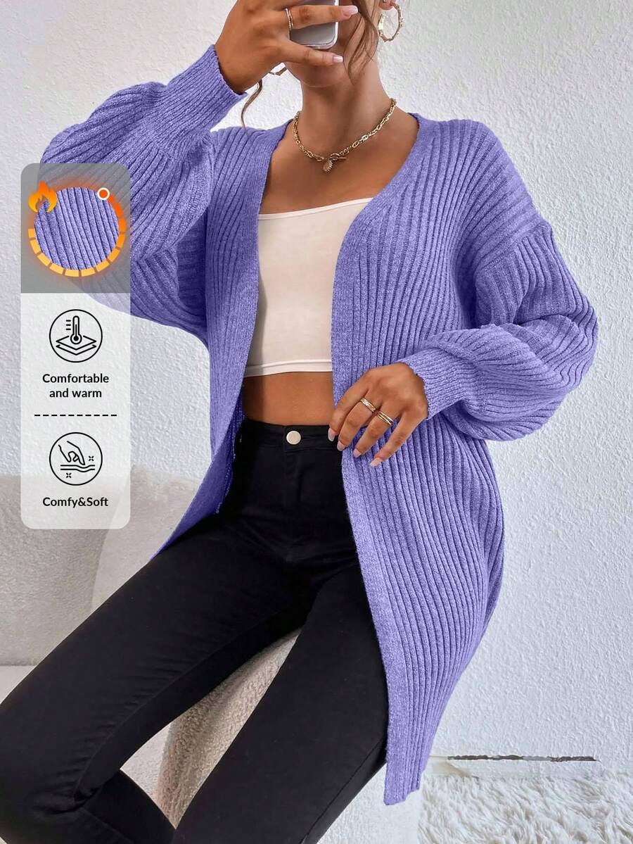 EURMUSE Casual Versatile Solid Color Dropped Shoulder Loose Cardigan,Cardigans For Women,Long Cardigans Woman,Petite Cardigans,Cardigans - Lilac Purple - View 1