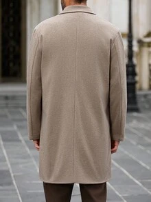 Calvornis Abrigo casual de media longitud para hombres, abrigo cruzado de otoño/invierno - Marrón Mocha - Ver 2