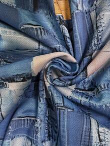 SHEIN Sudadera de mujer de manga larga con cuello redondo, media cremallera y patrón asimétrico, elegante y casual - Multicolor - Ver 8