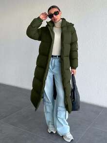 SHEIN Cottnline Women Winter Coats - Dark Green - View 4