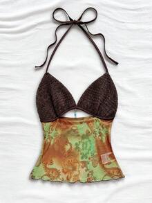 Soleia 女式露背细肩带镂空短款上衣 - 彩色 - 查看 6