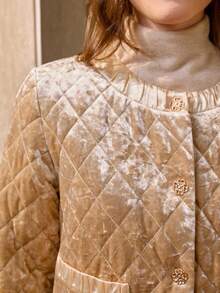 Wildy 女士休闲街头风格天鹅绒夹棉大衣，圣诞节和新年派对装，闪亮天鹅绒夹克，女士秋冬装