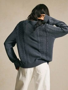 SoleilVie 圆领水洗毛衣，秋冬 - 黑色 - 查看 2