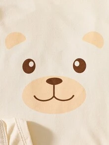 1 Set süßer Bären-Muster Säugling/Neugeborene/Baby/Kinder Unisex Langarm-Jumpsuit mit passendem Hut und Schal, weiches Strickgewebe, thermischer Komfort ohne Schwerkraft, geeignet für Frühling, Sommer, Herbst, Winter Alltagskleidung, Geburtstagsfest, Fotografie, Neuankömmling