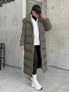 EURMUSE Phong cách thời trang, Áo khoác phao mùa đông họa tiết băng jacquard - Xám - Xem 6