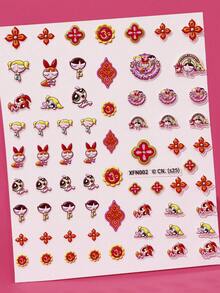 FanGlow THE POWERPUFF GIRLS X SHEIN 1 miếng dán móng tay hình hoạt hình dễ thương - Miếng dán móng tay tự dính dành cho nữ, hiệu ứng nổi 5D, chủ đề dễ thương, vui nhộn và tinh tế, dễ dán để trang trí móng tay, tự làm, quà tặng ngày lễ, phong cách tiệc tùng. - Nhiều màu - Xem 9