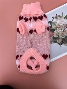Heart-Shaped Pink Pet Sweater, Casual Pet Supplies - Baby Pink - View 5