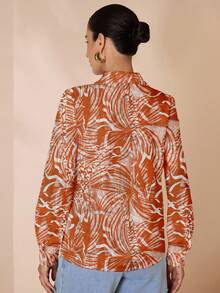 Shutterstock Glamance Glamance Shutterstock Multicolor Floral & Animal Print Casual Elegant Modest Blouse, Long Sleeve Collared Shirt For Women, Suitable For Daily Wear, Work, Outing, Office, Travel, Date, Party In Autumn/Winter Orange Shirt For Women Summer Shirts Woman Women Blouses And Shirts Printed Shirt Chic Stylish Clothing Collection