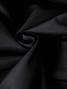 SHEIN 女童休闲百搭连帽外套，黑色配白色绳带装饰，松紧袖口，银色按扣，适合上学、通勤、郊游、运动，可搭配长袖上衣和裤子 - 黑色 - 查看 8