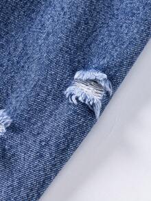 Tween  Boys' Denim Jacket, Casual Versatile Vintage Fashion All Season Distressed Open Front Lapel Long Sleeve Denim Jacket, Blue Childrens Denim Jacket Jean Jacket For Kids Kids Jean Jacket Boys Blue Denim Jacket Distressed Denim Jacket Kids Fall Winter