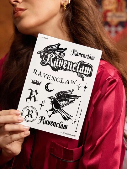 FanGlow HARRY POTTER X SHEIN وشم مؤقت نصف دائم لعصير الأعشاب من طراز رافنكلو قطعة واحدة، يدوم لمدة 14 يوما دون أن يتلاشى أو ينعكس، مناسب للكتف والرقبة والترقوة والذراع، وشم فني للجسم