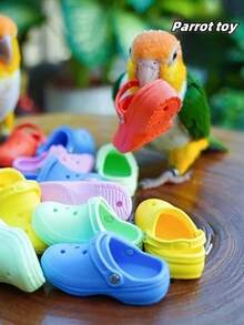 10pcs Parrot Chew Toy Slipper Model Bird Toy Suitable For Spring And Summer Birds Grinding Teeth Cleaning Teeth Relief From The High Vent Clear Educational Bird Toy Training Toy Silicone Material Assured Use Of Random Color - Multicolor - View 5