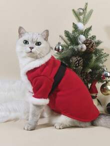 PETSIN 圣诞麋鹿造型宠物棉衣红色圣诞老人造型狗狗棉袄秋冬保暖猫咪衣服 - 紅色 - 查看 7