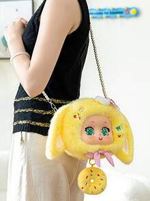 Alice In Wonderland Vinyl Bag - Doll-Style Backpack With Pearl Chain, Kawaii Purse For Girls
